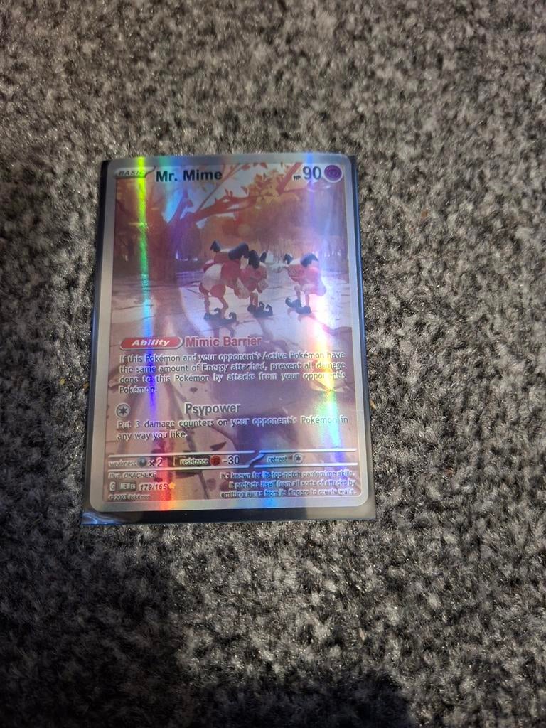 Mr. Mime Pokémon Kaart, Ophalen, Zo goed als nieuw, Losse kaart, Foil