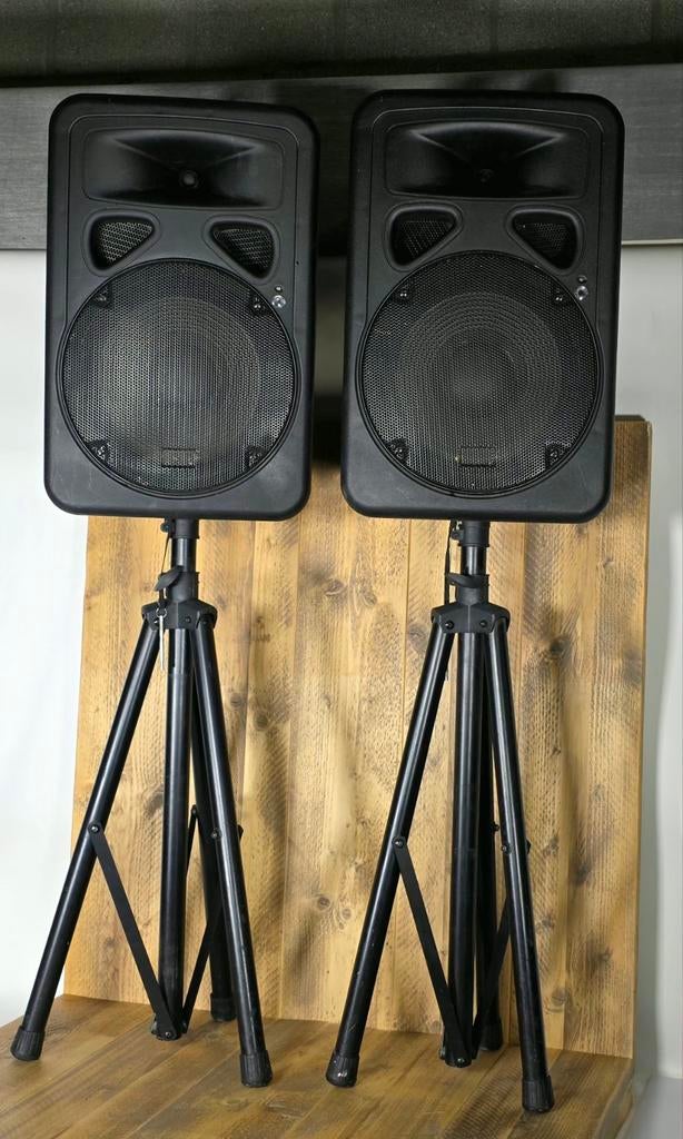 Skytec SPI200A actieve PA Speakers 2 stuks, Muziek en Instrumenten, Versterkers | Keyboard, Monitor en PA, Gebruikt, Minder dan 500 watt