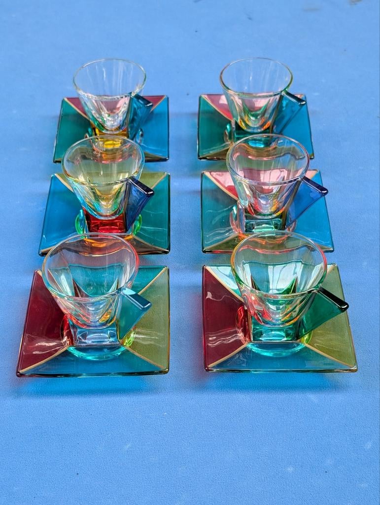 6 Zecchin Venetië Murano glazen espresso kopjes, Antiek en Kunst, Antiek | Glas en Kristal, Ophalen