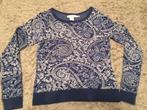 H&M indigo blauwe paisley trui sweater sweattrui maat S, H&M, Blauw, Nieuw, Ophalen of Verzenden