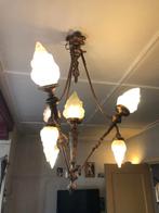 oude plafondlamp-3 armige vintage lamp art deco - 95h/75-80b, Antiek en Kunst, Antiek | Lampen, Ophalen