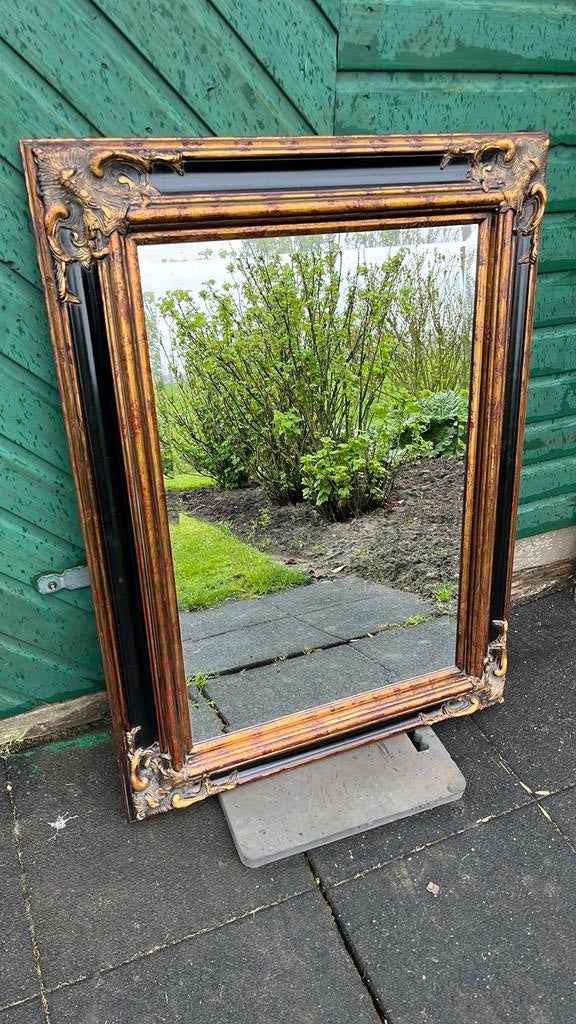 Antieke Grote Barokke wandspiegel met een antieke gouden en, Ophalen of Verzenden, Rechthoekig