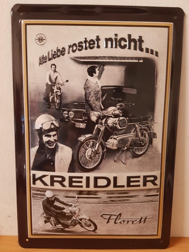 Kreidler alte liebe relief reclamebord van metaal wandbord, Ophalen of Verzenden, Nieuw, Auto's