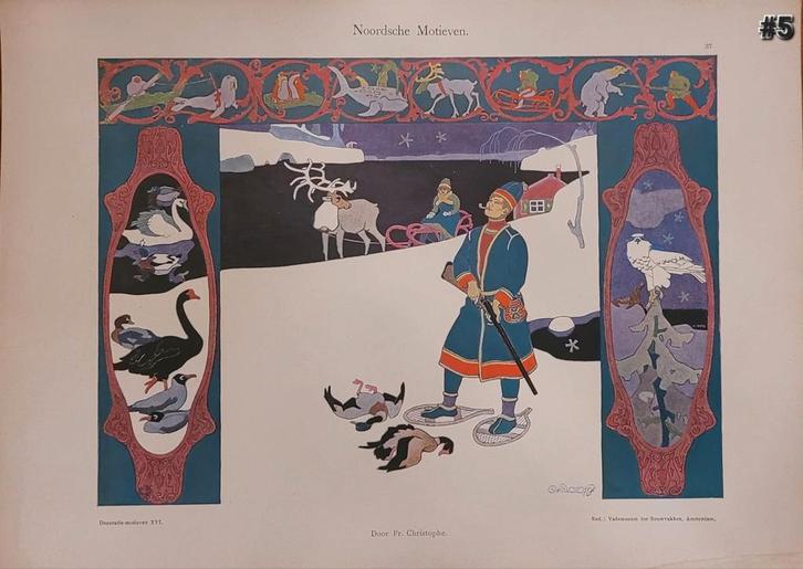 Chromolitho. Fr. Christophe. 1909., Antiek en Kunst, Kunst | Litho's en Zeefdrukken, Ophalen of Verzenden