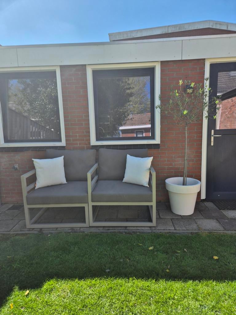2 Loungestoelen loungebankje tuin, Tuin en Terras, Tuinsets en Loungesets, Ophalen, Zo goed als nieuw, Aluminium, Stoel