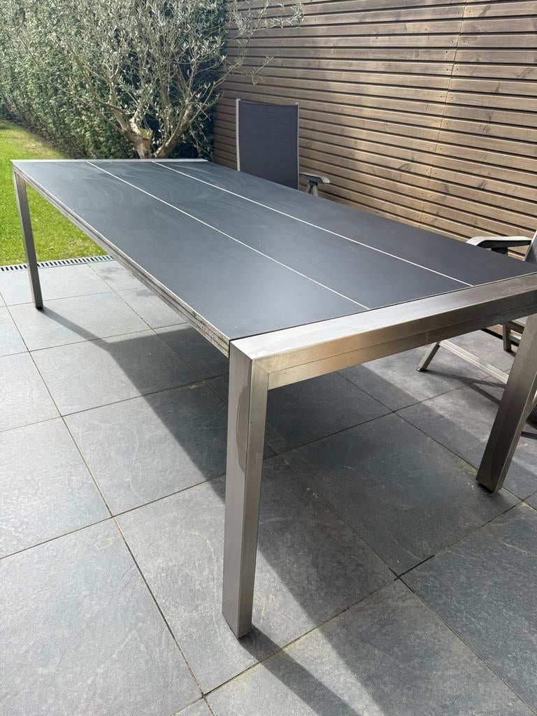RVS Tuintafel 230x105x77 cm - Castle Line, Tuin en Terras, Ophalen, Gebruikt, Rechthoekig, Rvs