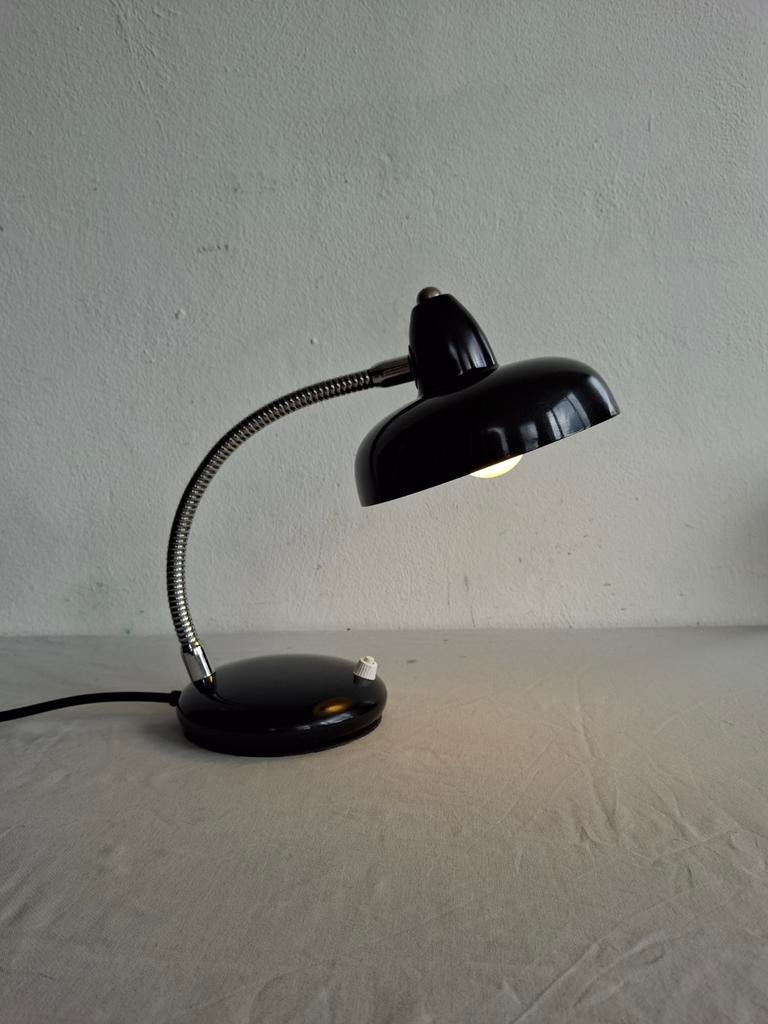 (In prijs verlaagd) Jaren '80 Bureaulamp - Chroom & Zwart, Gebruikt, Ophalen of Verzenden, Vintage, Jaren '80, Italiaans Design