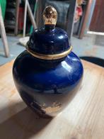 Mooi blauw vaasje met gouden details, Ophalen of Verzenden