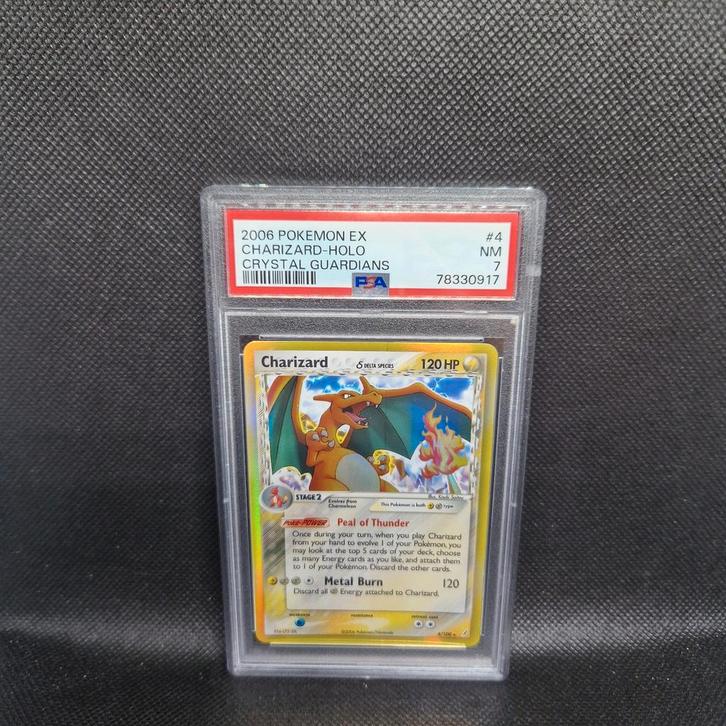 Charizard Holo Crystal Guardians PSA 7, Hobby en Vrije tijd, Verzamelkaartspellen | Pokémon, Zo goed als nieuw, Ophalen of Verzenden