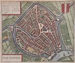 Gouda Guicciardini Oude Kaart Plattegrond Gravure 1652, Ophalen of Verzenden