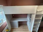 SMÅSTAD Hoogslaper, wit / grijs/met bureau met 3 lades, Ophalen, Zo goed als nieuw, Hoogslaper