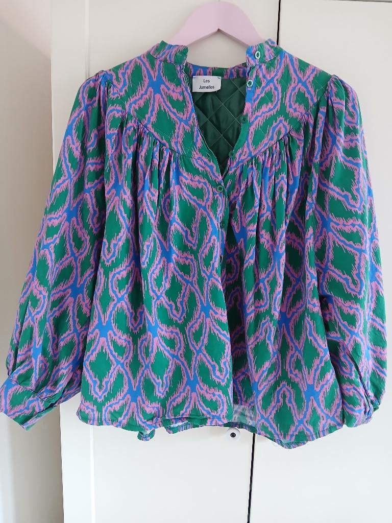 Top groen blauw roze M Les Jumelles, Maat 38/40 (M), Verzenden, Zo goed als nieuw, Lange mouw