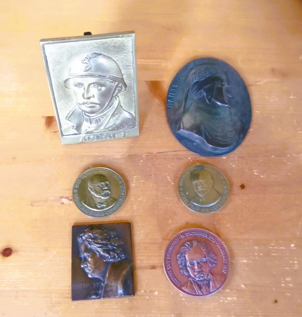 Lot met diverse bronzen penningen, Ophalen of Verzenden, Brons, Nederland