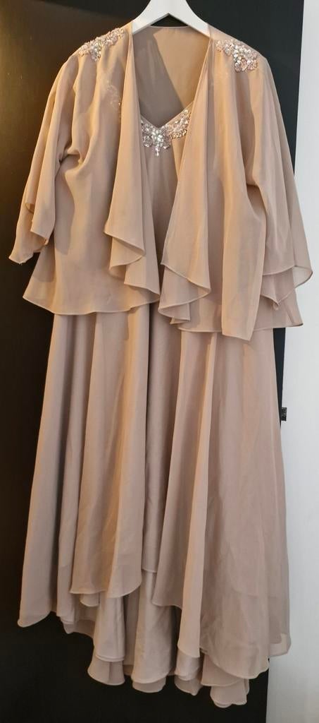 Nieuwe Galajurk/Cocktailjurk Maat 54 - Nooit Gedragen, Kleding | Dames, Gelegenheidskleding, Ophalen, Galajurk, Beige, Maat 46/48 (XL) of groter