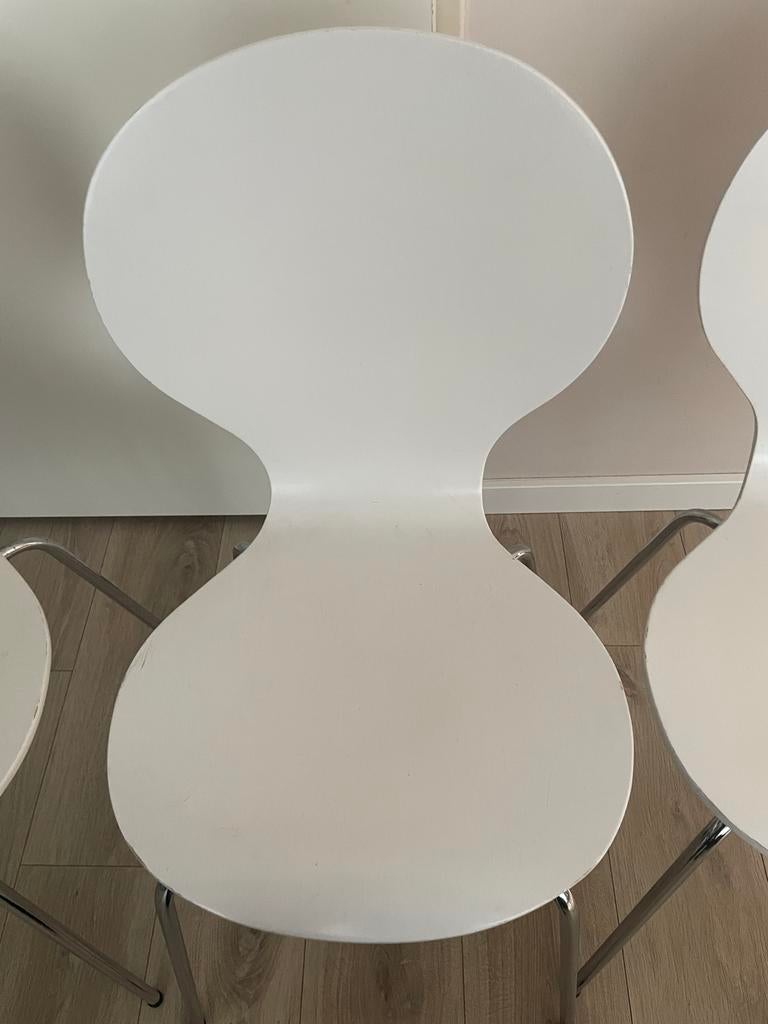 Set van 4 witte stoelen, stapelbaar, Ophalen, Overige materialen, Gebruikt, Wit