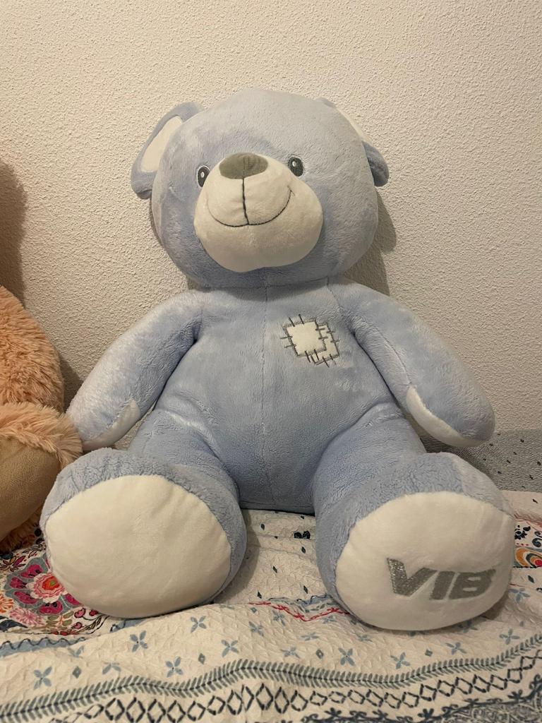 VIB Grote blauwe knuffelbeer, Gebruikt, Beer, Blauw, Ophalen of Verzenden