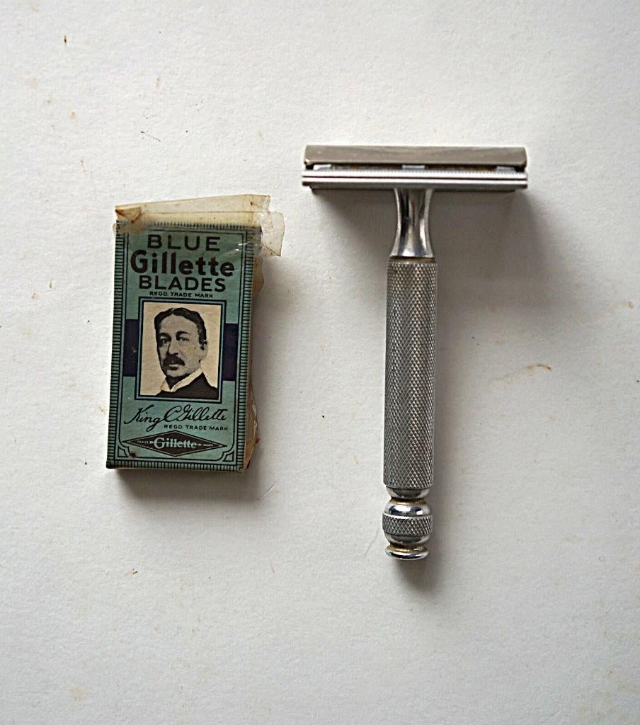 vintage scheermes gilette tech? made in england aluminium., Ophalen of Verzenden, Gebruikt, Gehele gezicht, Verzorging