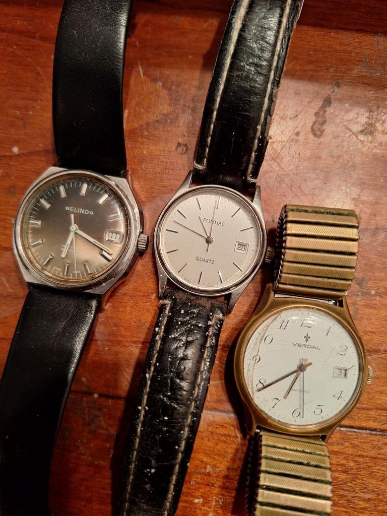 Partij van 3 vintage horloges, Staal, Polshorloge, Ophalen, Overige merken