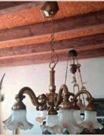Zwaar bronzen kroonluchter, Huis en Inrichting, Lampen | Kroonluchters, Ophalen, Zo goed als nieuw