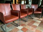 Bert Plantagie leren design stoelen 4 stuks leuning, Ophalen, Overige kleuren, Design, Leer