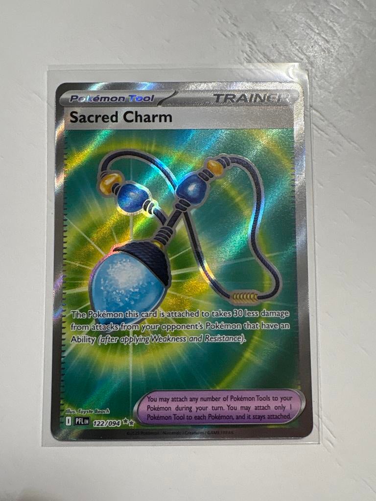 Sacred Charm - Pokémon Tool kaart, Ophalen of Verzenden, Zo goed als nieuw, Losse kaart, Foil