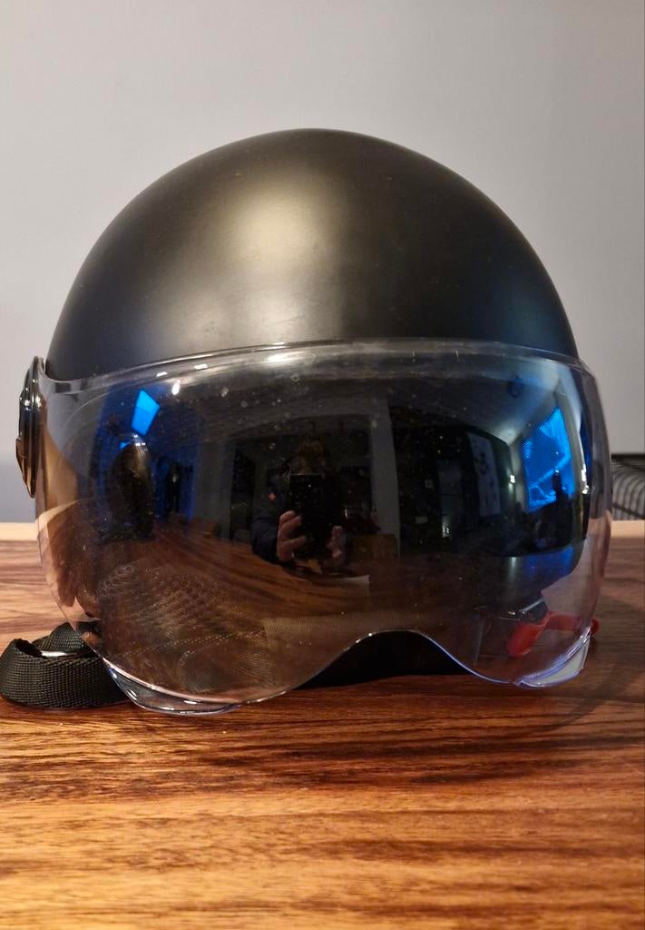 Scooterhelm (Zwart,  merk Vinz,  58 cm), Fietsen en Brommers, Brommerhelmen, Ophalen of Verzenden, Gebruikt, Medium