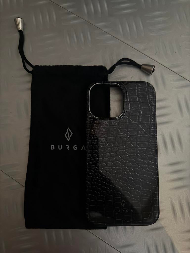 Burga hoesje voor iPhone 14 Pro Max - Zwart Krokodillenleer, Kunststof, IPhone 14 Pro Max, Zwart, Hoesje of Tasje