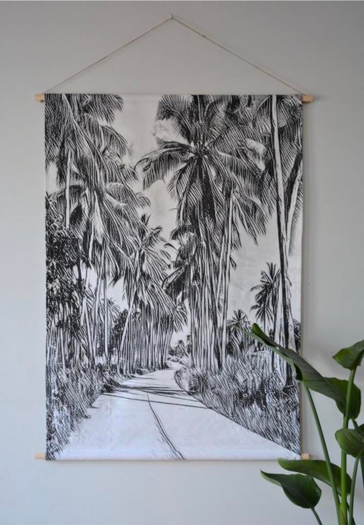 GROOT Wandkleed Bali 100% Katoen Palmtree Road XL, Huis en Inrichting, Woonaccessoires | Wanddecoraties, Ophalen, Nieuw