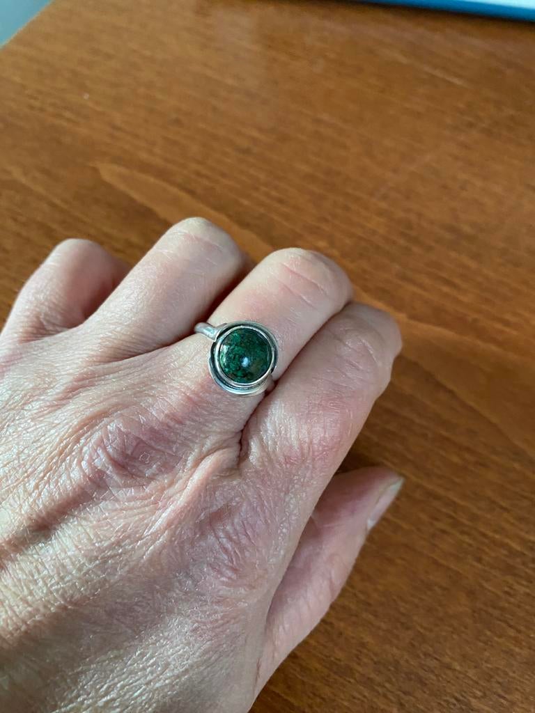 Ring zilver met chrysocolla maat 56, Sieraden, Tassen en Uiterlijk, Ringen, Ophalen of Verzenden, 17 tot 18, Zilver, Dame