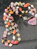 Ketting met edelstenen & zoetwaterparels, Sieraden, Tassen en Uiterlijk, Kettingen, Ophalen of Verzenden, Zo goed als nieuw, Steen of Mineraal