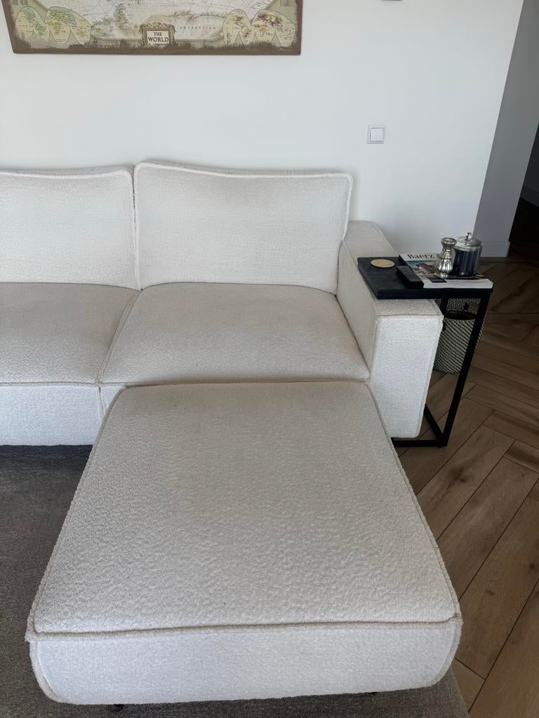 Teddy Creme 3-zitsbank met poef, Ophalen, Gebruikt, Teddy, Driepersoons