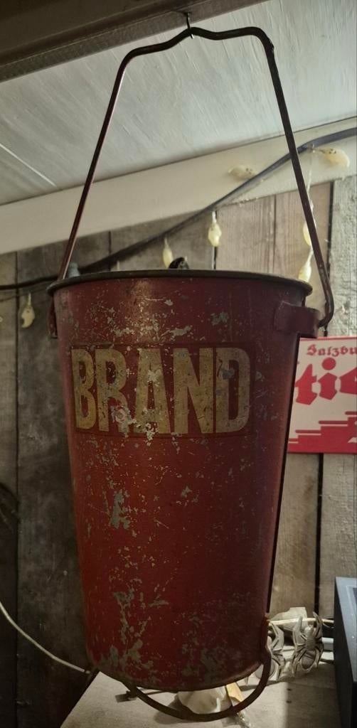 Oude brandweer brandemmer - Zink - Vintage, Ophalen of Verzenden, Gebruikt, IJzer, Met handgreep
