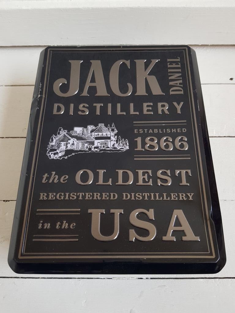 Jack Daniel's distillery blik (leeg), Verzamelen, Ophalen of Verzenden, Gebruikt, Overige