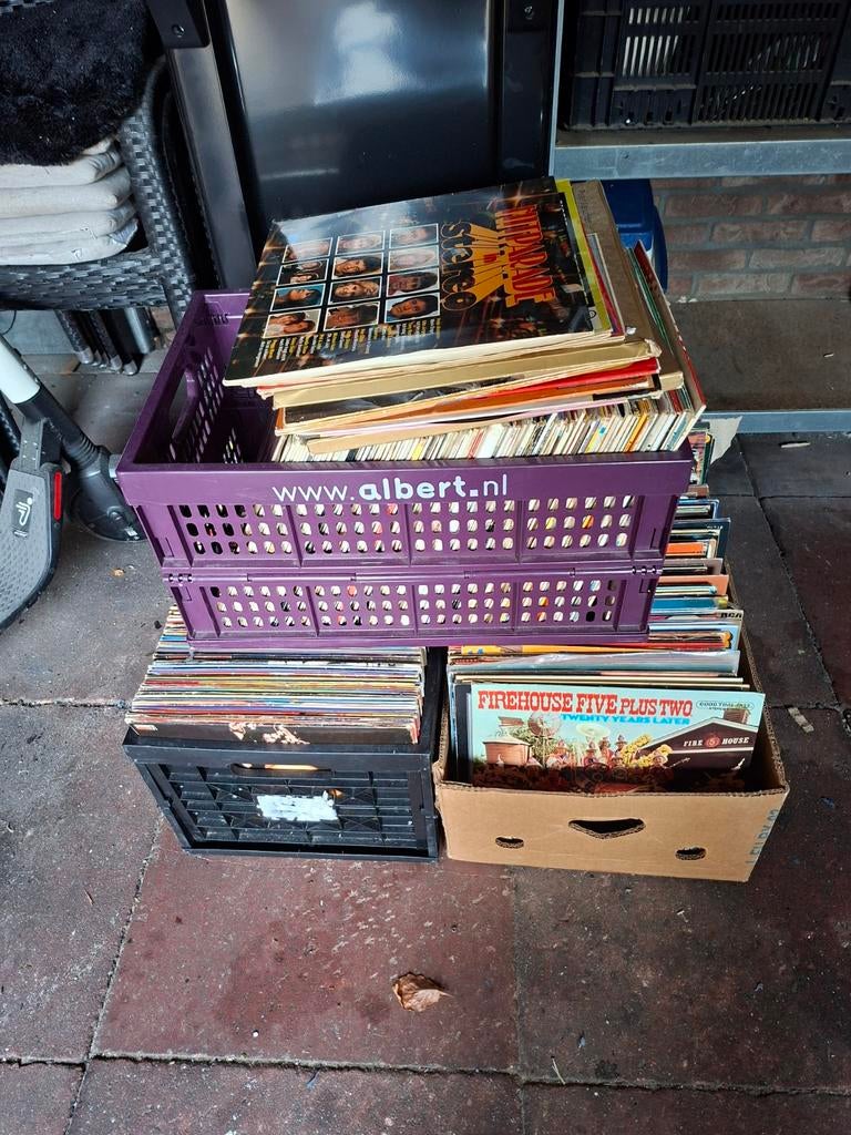 3 bakken met lp.s, Ophalen, Gebruikt, 12 inch, Levenslied of Smartlap