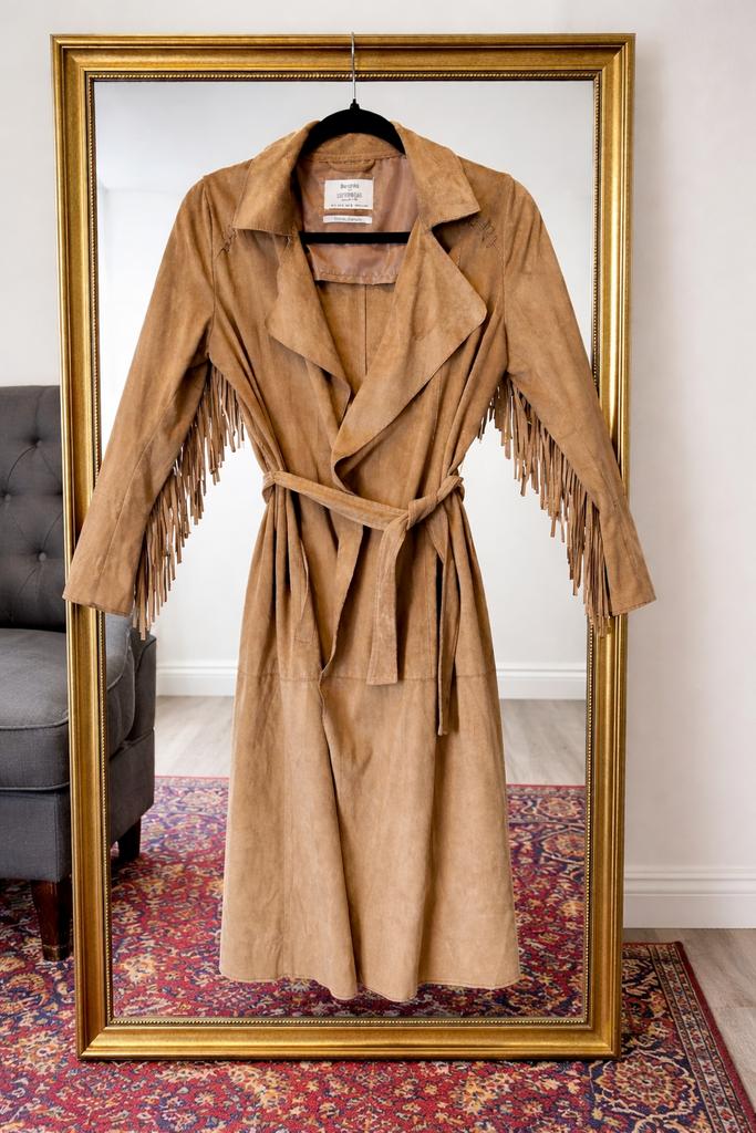 Bershka jas met franjes maat S fringe coat, Ophalen of Verzenden, Zo goed als nieuw, Maat 36 (S), Bruin