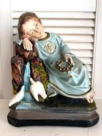 Antiek Heiligen beeld Jezus met duiven St. Janneke gips, Antiek en Kunst, Ophalen