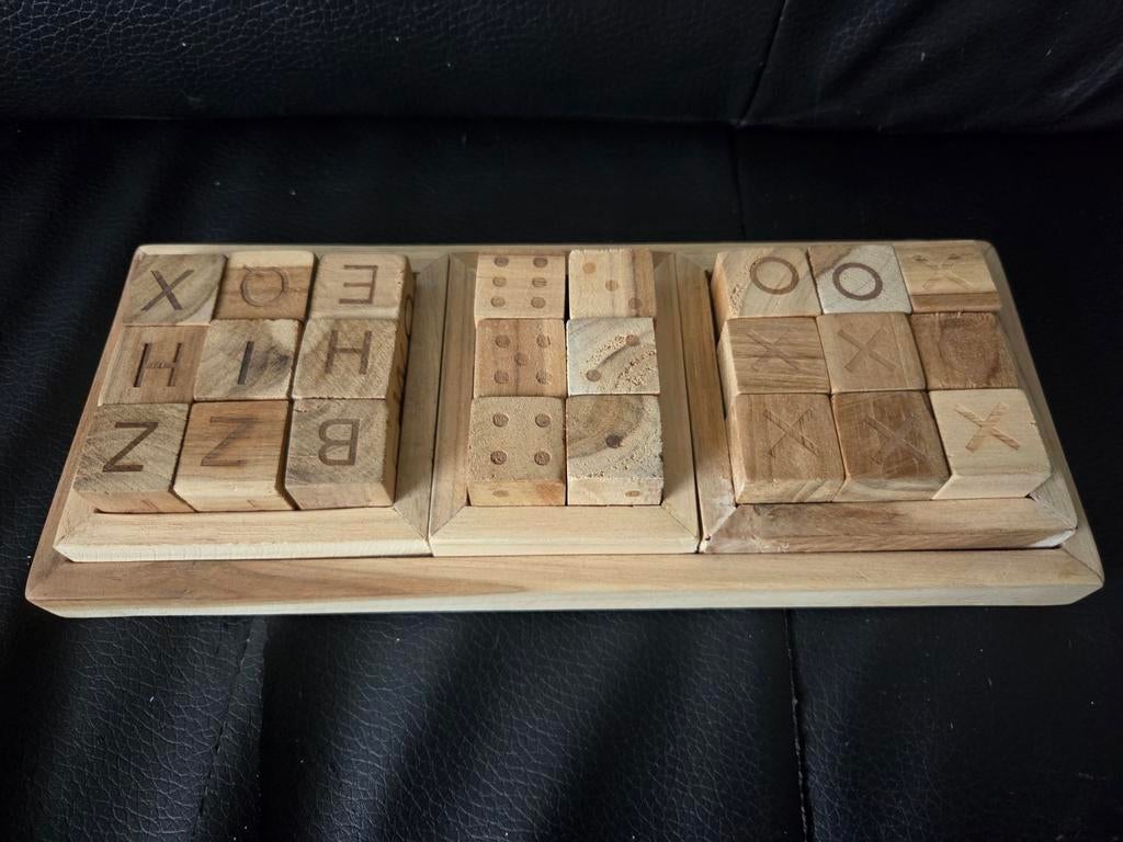 Houten puzzel spellen - 3 verschillende spellen, Ophalen of Verzenden, Gebruikt, Overige typen