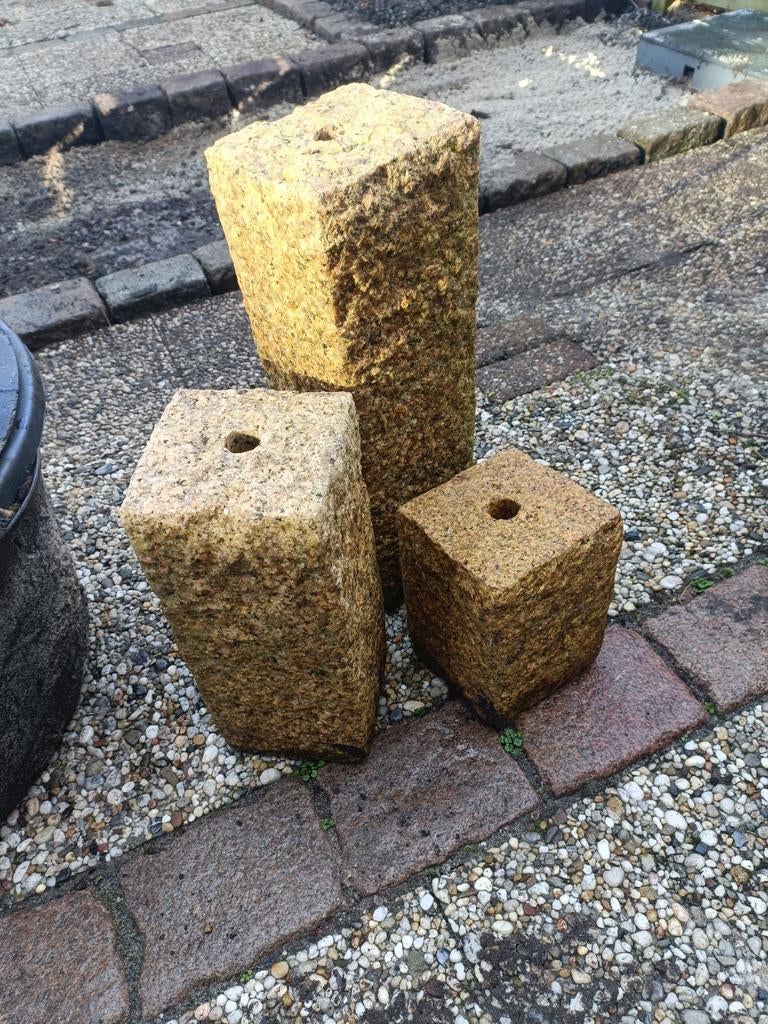 Granieten waterornament met pomp en waterreservoir, Tuin en Terras, Waterpartijen en Fonteinen, Ophalen, Gebruikt, Graniet, Waterornament