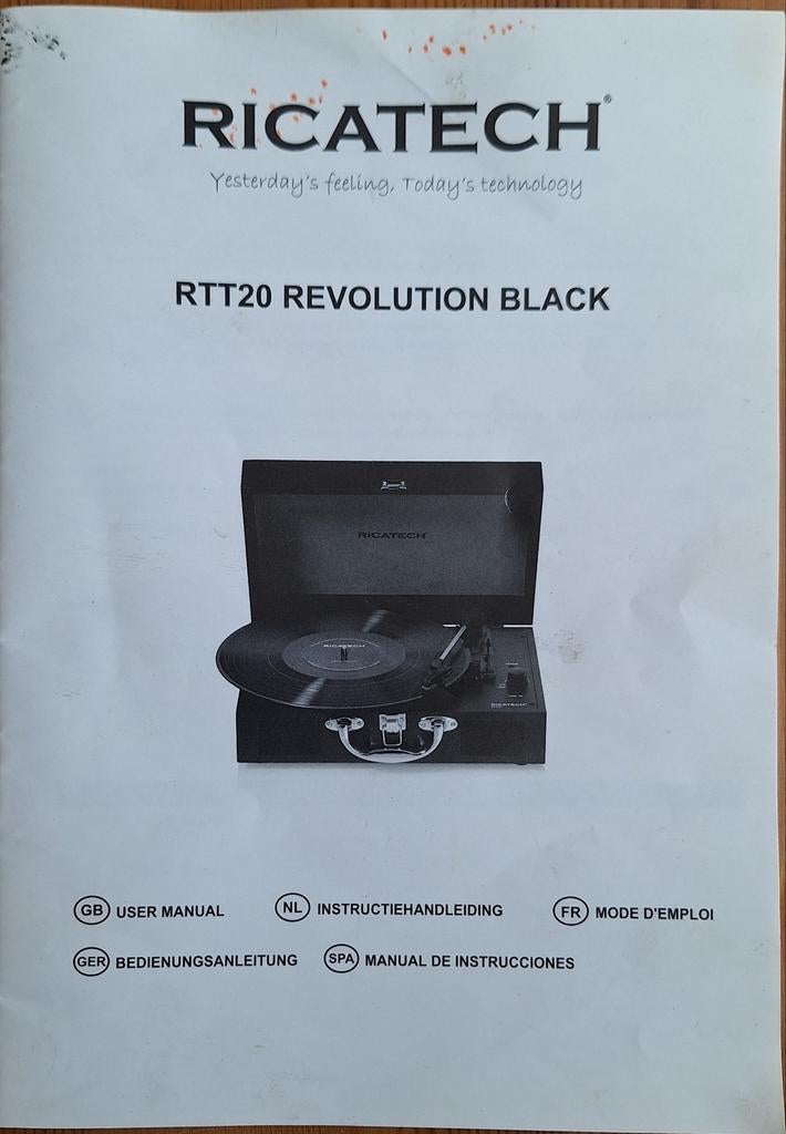 Ricatech RTT20 Revolution Black platenspeler, Ophalen of Verzenden, Nieuw, Platenspeler