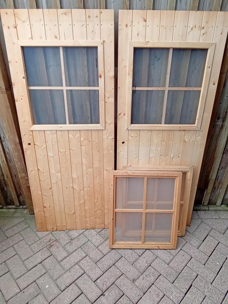 Tuinhuis deuren en ramen (zonder kozijn of slot), Ophalen, Gebruikt, Minder dan 80 cm, Minder dan 200 cm