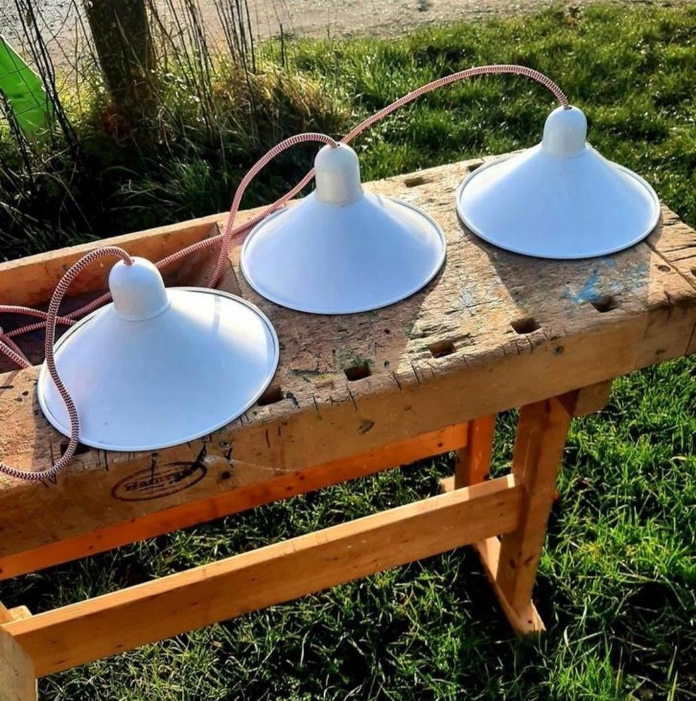 Deense Design Hanglamp - (3 stuks / Vintage / space age), Huis en Inrichting, Lampen | Hanglampen, Ophalen of Verzenden, Metaal