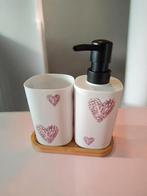 Badkamer set met zeepdispenser en beker, Ophalen of Verzenden, Nieuw, Wit, Overige typen