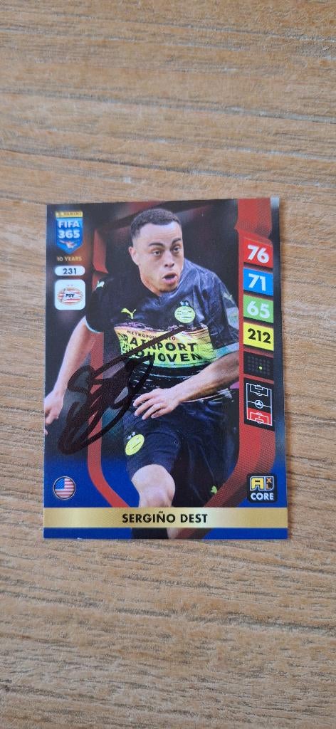 Panini trading card handtekening; Sergino Dest # PSV, Ophalen of Verzenden, Nieuw, PSV, Spelerskaart