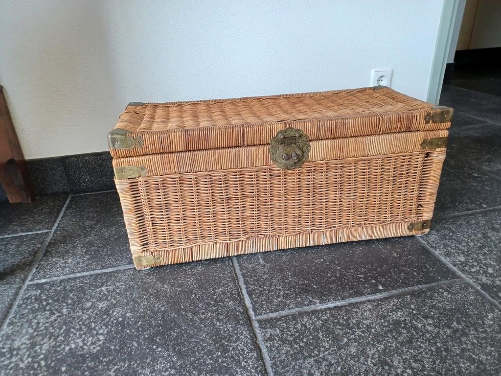 Rieten kist - Hoog 32, Breed 71, Diep 31 - Gebruikt, Huis en Inrichting, Woonaccessoires | Kisten, Ophalen, Overige materialen