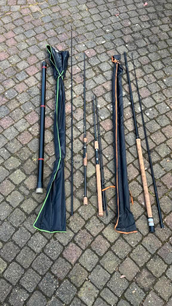 Verschillende hengels, waaronder feeder en steekhengel, Watersport en Boten, Hengelsport | Algemeen, Gebruikt, Complete hengel