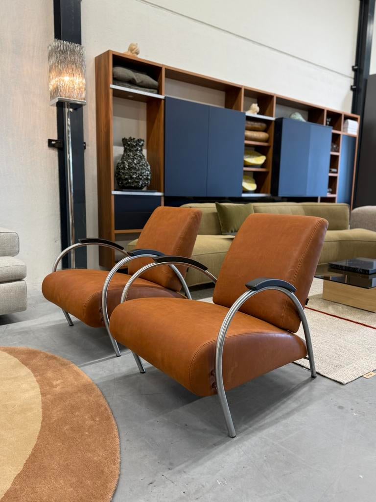 2 Gelderland Generations 5770 Fauteuil bruin Lotus Stoel, Huis en Inrichting, Fauteuils, Gebruikt, Gelderland, 50 tot 75 cm, Leer