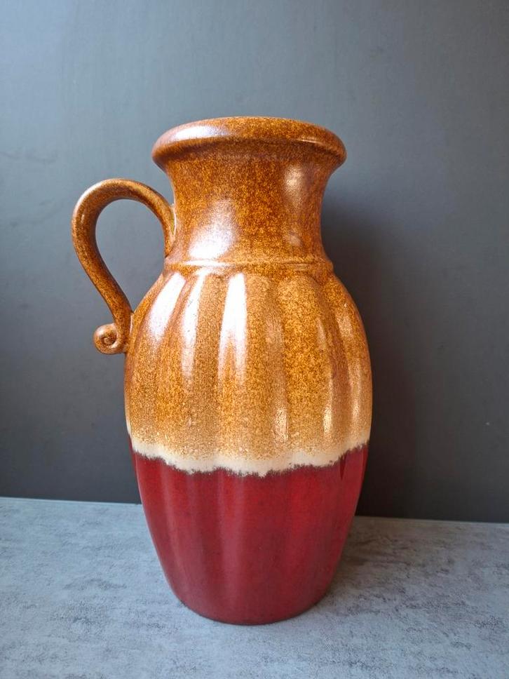 Schreurig West Germany vaas - Rood en Bruin, Antiek en Kunst, Antiek | Vazen, Ophalen of Verzenden