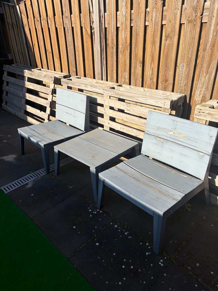 Tuinset met 2 stoelen en tafel, Gebruikt, Stoel, Tuinset, Hout