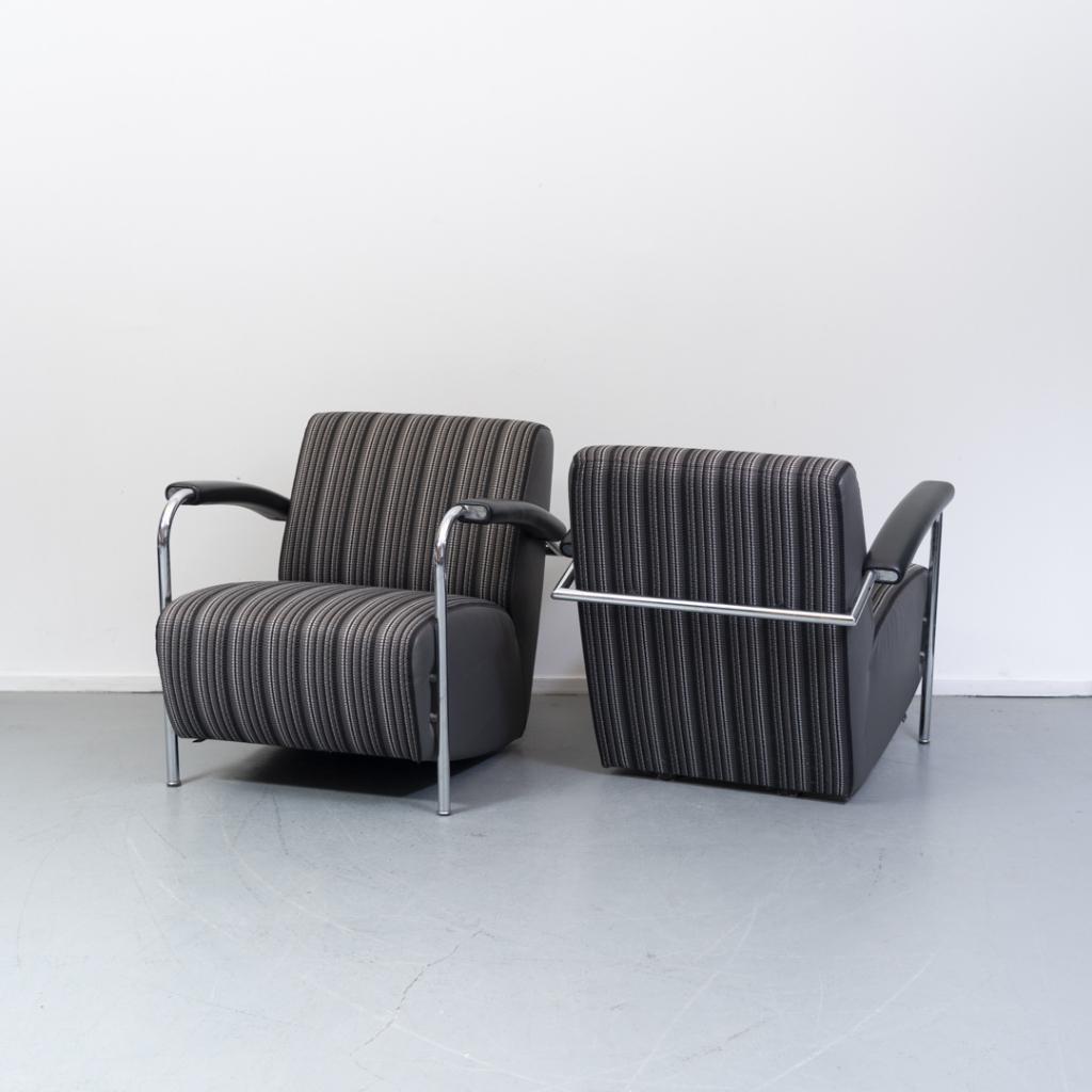 1x Leolux Scylla fauteuil zwart/grijs gestreept, Huis en Inrichting, Niet ingevuld, Niet ingevuld, Leer, Ophalen of Verzenden