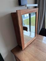 Teakhouten spiegelkast met planken en lamp, Ophalen, Zo goed als nieuw, Minder dan 100 cm, Rechthoekig